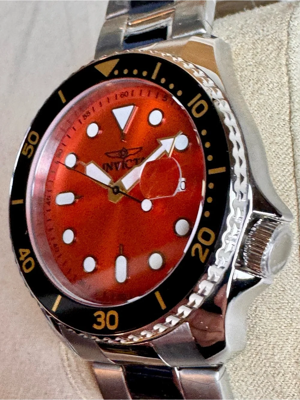 Invicta Pro Diver Orange Dial Black Bezel 46mm Quartz Watch 47159 NWT